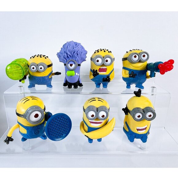Set of 7 Minions Figures 2013 McDonalds Happy Meal Toys Despicable Me 2 - Picture 1 of 6